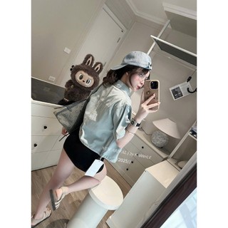 Áo Sơ Mi Ngắn Tay Bò Nữ Rút Eo Denim Basic QCCC Cao Cấp