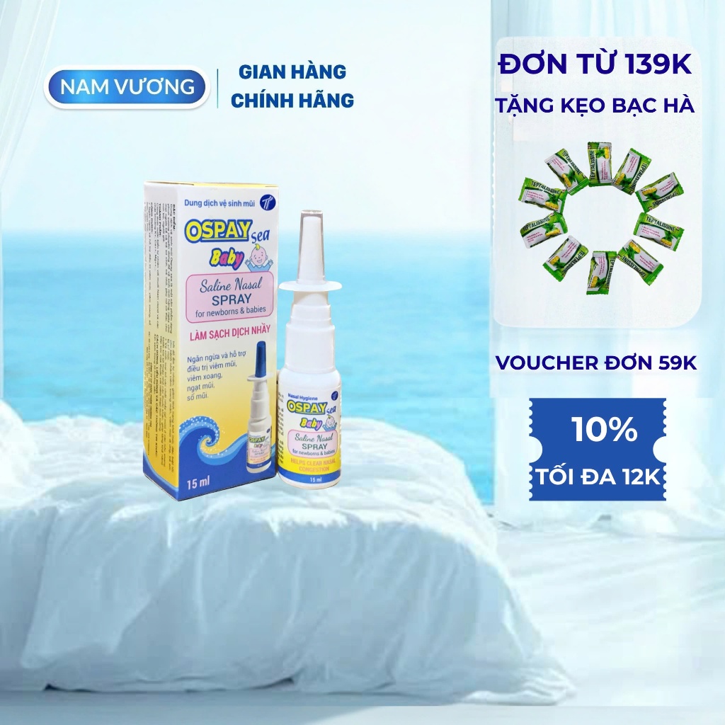 Ospay Sea Baby Nước xịt rửa mũi cho bé, Ngăn ngừa viêm mũi, Giúp