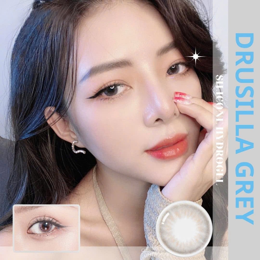 Lens y tế Drusilla Gray chất liệu Silicone Hydrogel 14-24H hạn dùng 6- 12 tháng EyeBlink