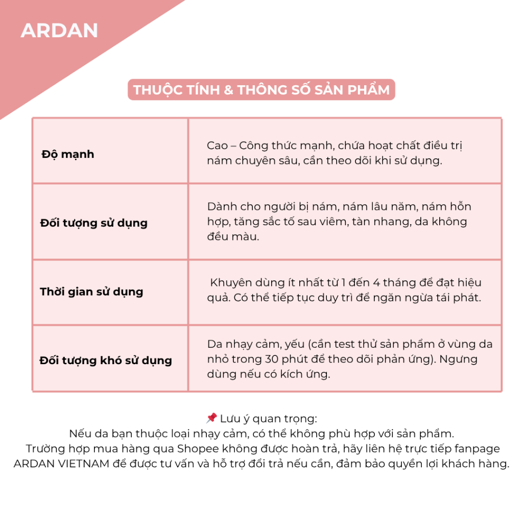 Serum Nám Da Tàn Nhang ARDAN 20ml - Hiệu Quả Mờ Nám Tàn Nhang Nhanh Chóng