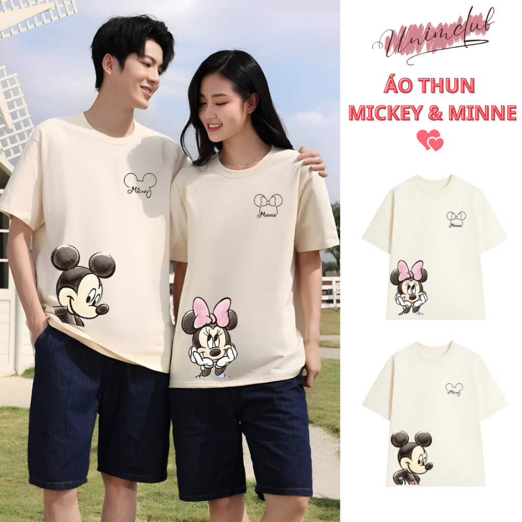 [VẢI 250 GSM] Áo Thun Đôi Mickey NY LA Mới Nhất Form Unisex Nhiều Màu Cotton Định Lượng Vải 250Gsm Cao Cấp