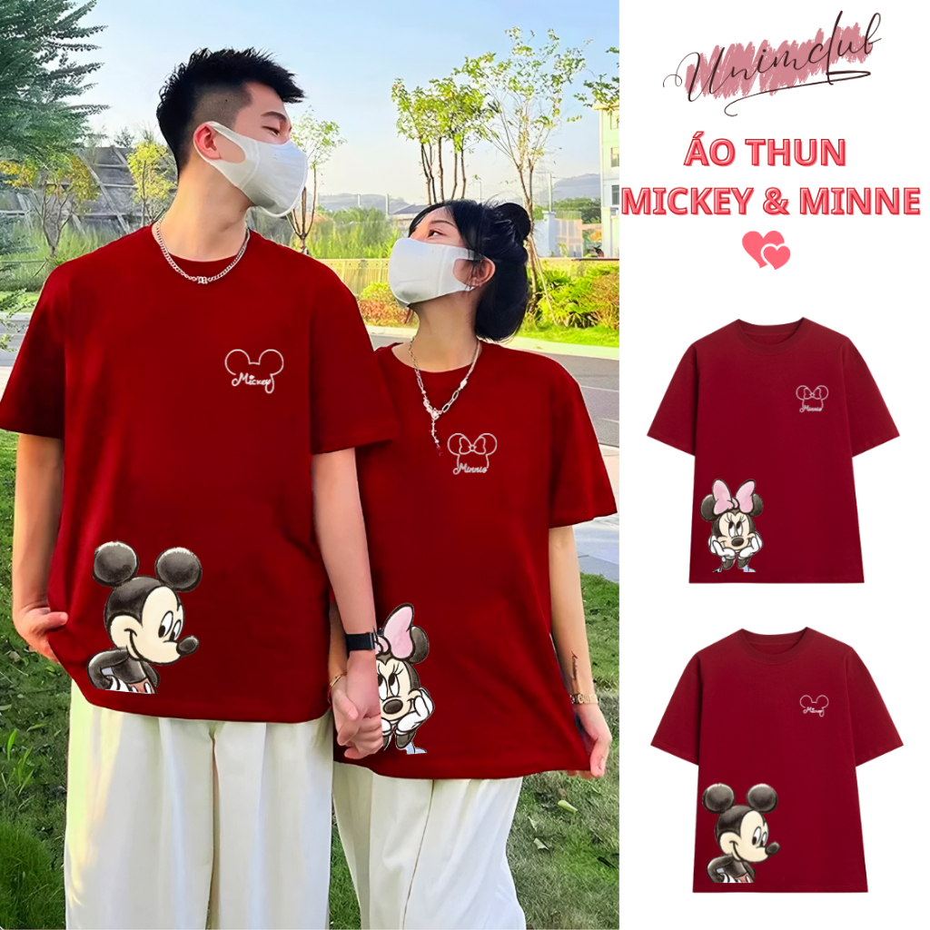 [VẢI 250 GSM] Áo Thun Đôi Mickey NY LA Mới Nhất Form Unisex Nhiều Màu Cotton Định Lượng Vải 250Gsm Cao Cấp