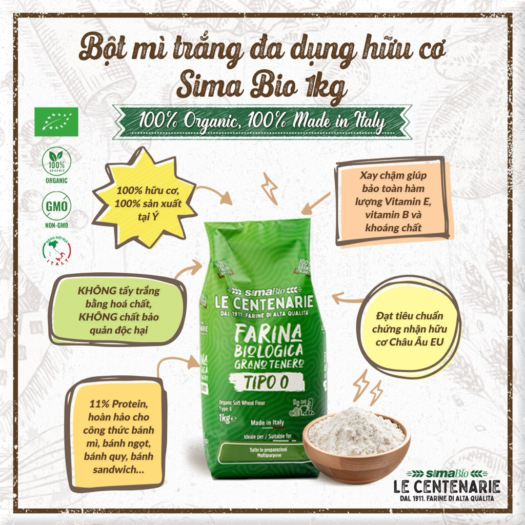 Bột và nguyên liệu hữu cơ làm bánh cho bé. Sima Bio, Probios, Bio Vegan, Ubon,...
