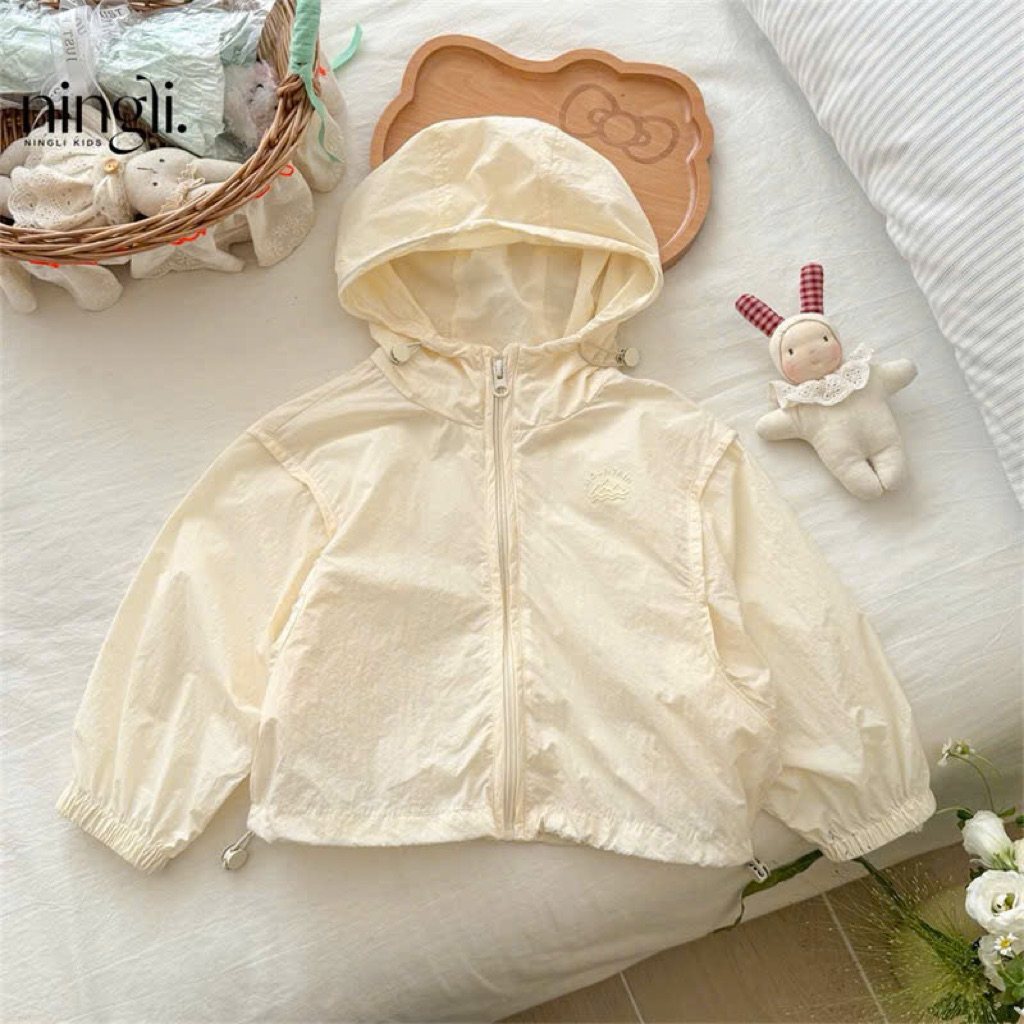 (Order) Áo khoác gió mỏng mùa thu có mũ đẹp đơn giản dành cho bé trai - bé gái