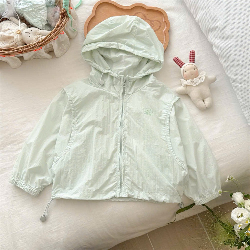 (Order) Áo khoác gió mỏng mùa thu có mũ đẹp đơn giản dành cho bé trai - bé gái