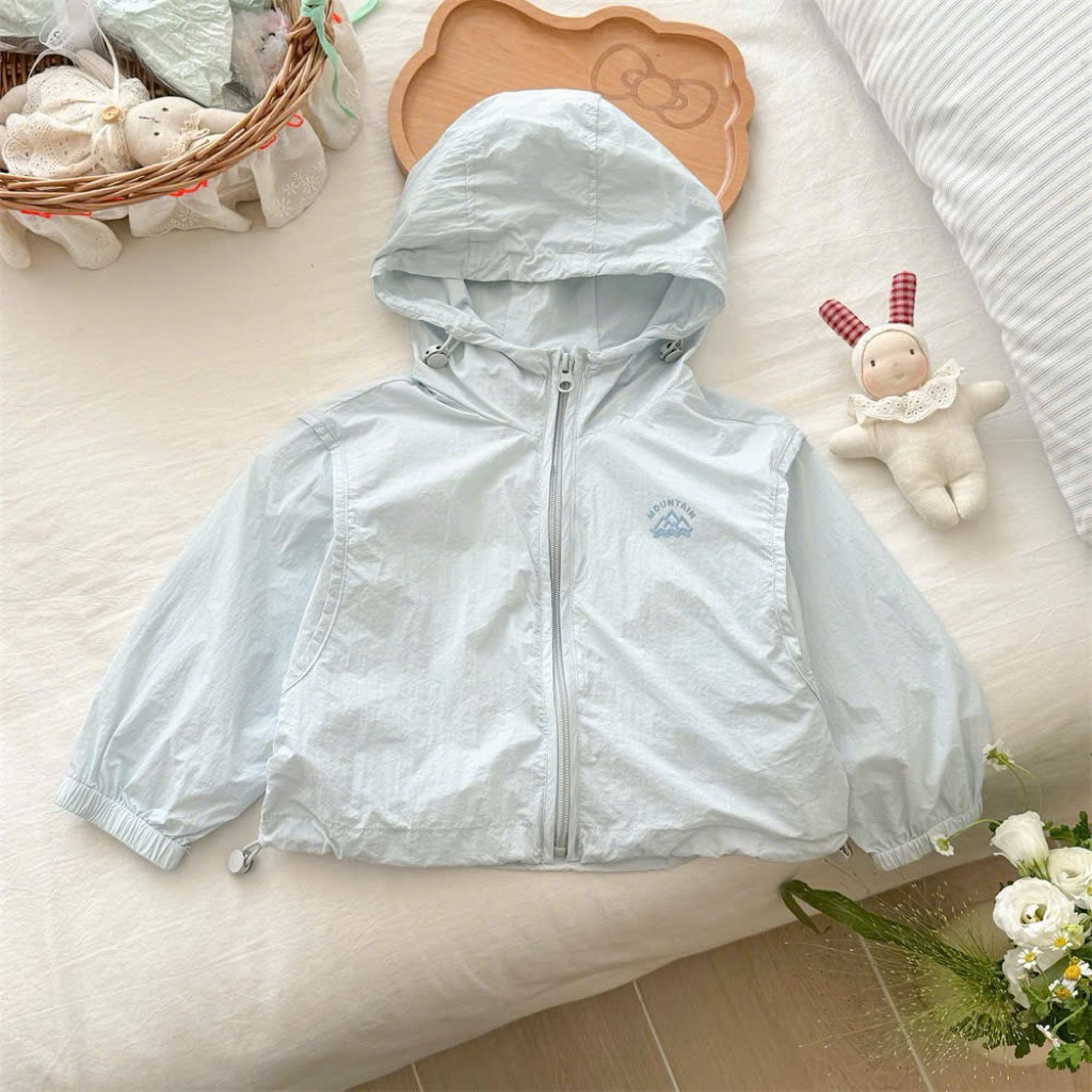 (Order) Áo khoác gió mỏng mùa thu có mũ đẹp đơn giản dành cho bé trai - bé gái