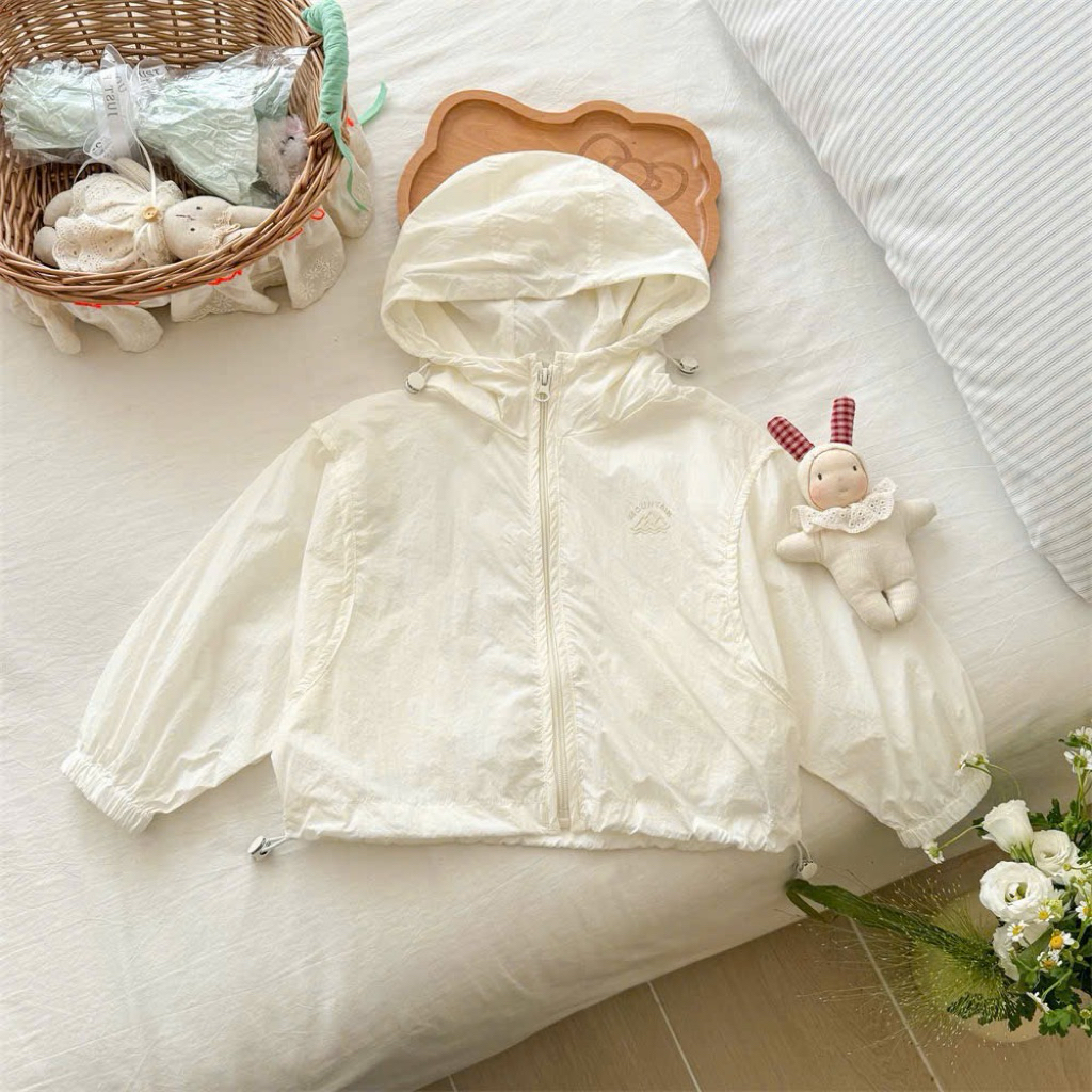 (Order) Áo khoác gió mỏng mùa thu có mũ đẹp đơn giản dành cho bé trai - bé gái