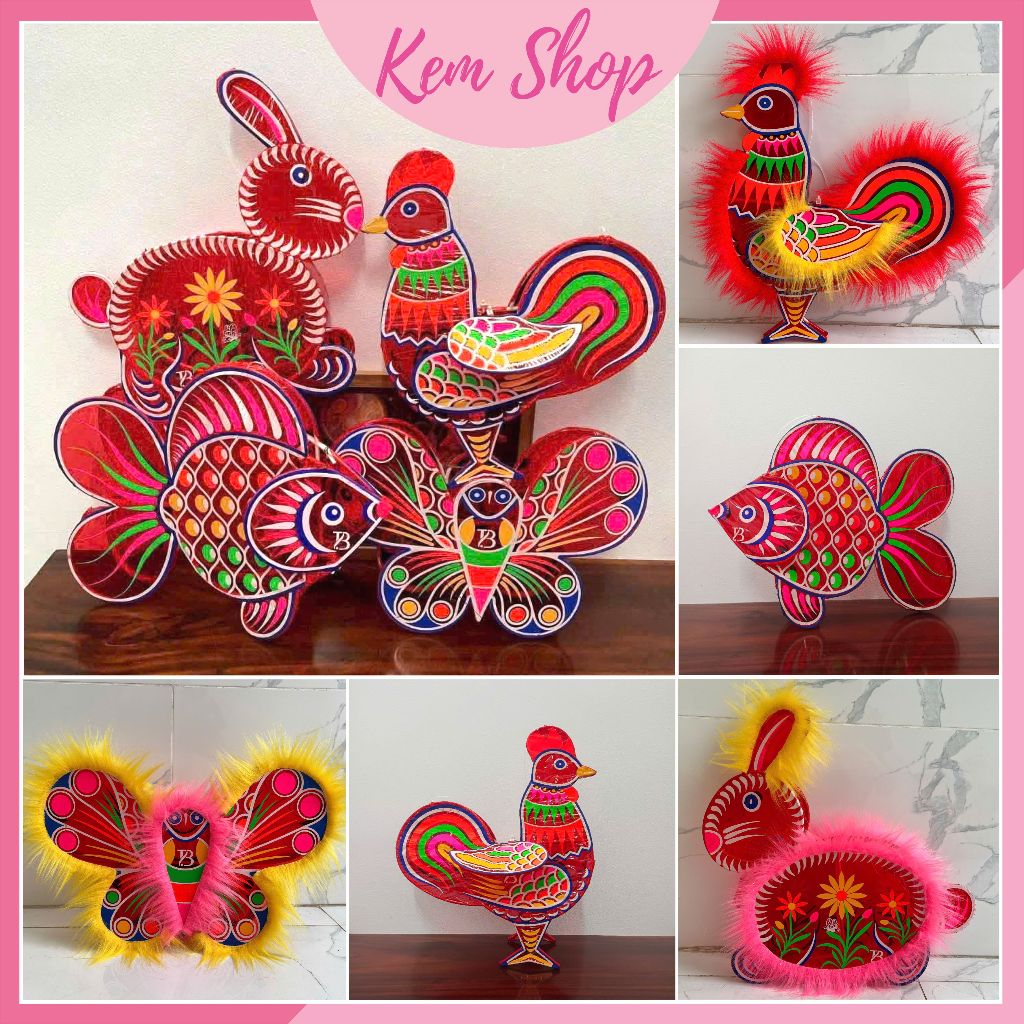 Đèn lồng trung thu giấy kiếng truyền thống trang trí trung thu - Kem Shop K40