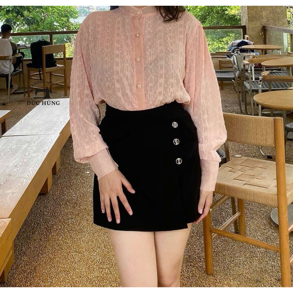 Quần Váy QV01 Thiết Kế Vạt Trước Có Cúc Cách Điệu, Năng Động, Có Quần Short Chống Lộ Cạp Cao, Có Khóa Kéo Sau.