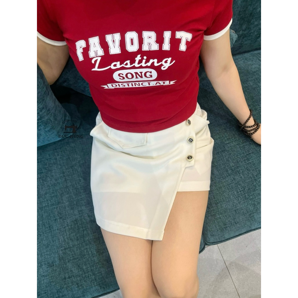 Quần Váy QV01 Thiết Kế Vạt Trước Có Cúc Cách Điệu, Năng Động, Có Quần Short Chống Lộ Cạp Cao, Có Khóa Kéo Sau.