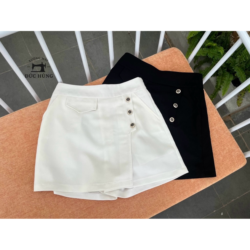 Quần Váy QV01 Thiết Kế Vạt Trước Có Cúc Cách Điệu, Năng Động, Có Quần Short Chống Lộ Cạp Cao, Có Khóa Kéo Sau.