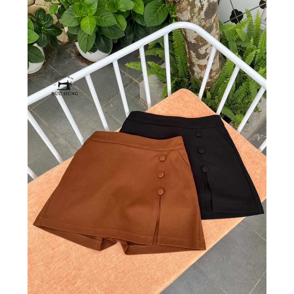 Quần Váy QV02 Thiết Kế Vạt Trước Có Cúc Năng Động, Có Quần Short Chống Lộ Cạp Lưng Cao, Có Khóa Kéo Sau.