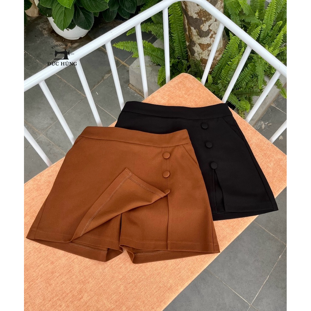 Quần Váy QV02 Thiết Kế Vạt Trước Có Cúc Năng Động, Có Quần Short Chống Lộ Cạp Lưng Cao, Có Khóa Kéo Sau.
