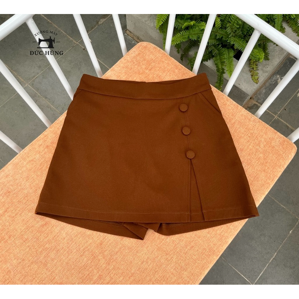 Quần Váy QV02 Thiết Kế Vạt Trước Có Cúc Năng Động, Có Quần Short Chống Lộ Cạp Lưng Cao, Có Khóa Kéo Sau.