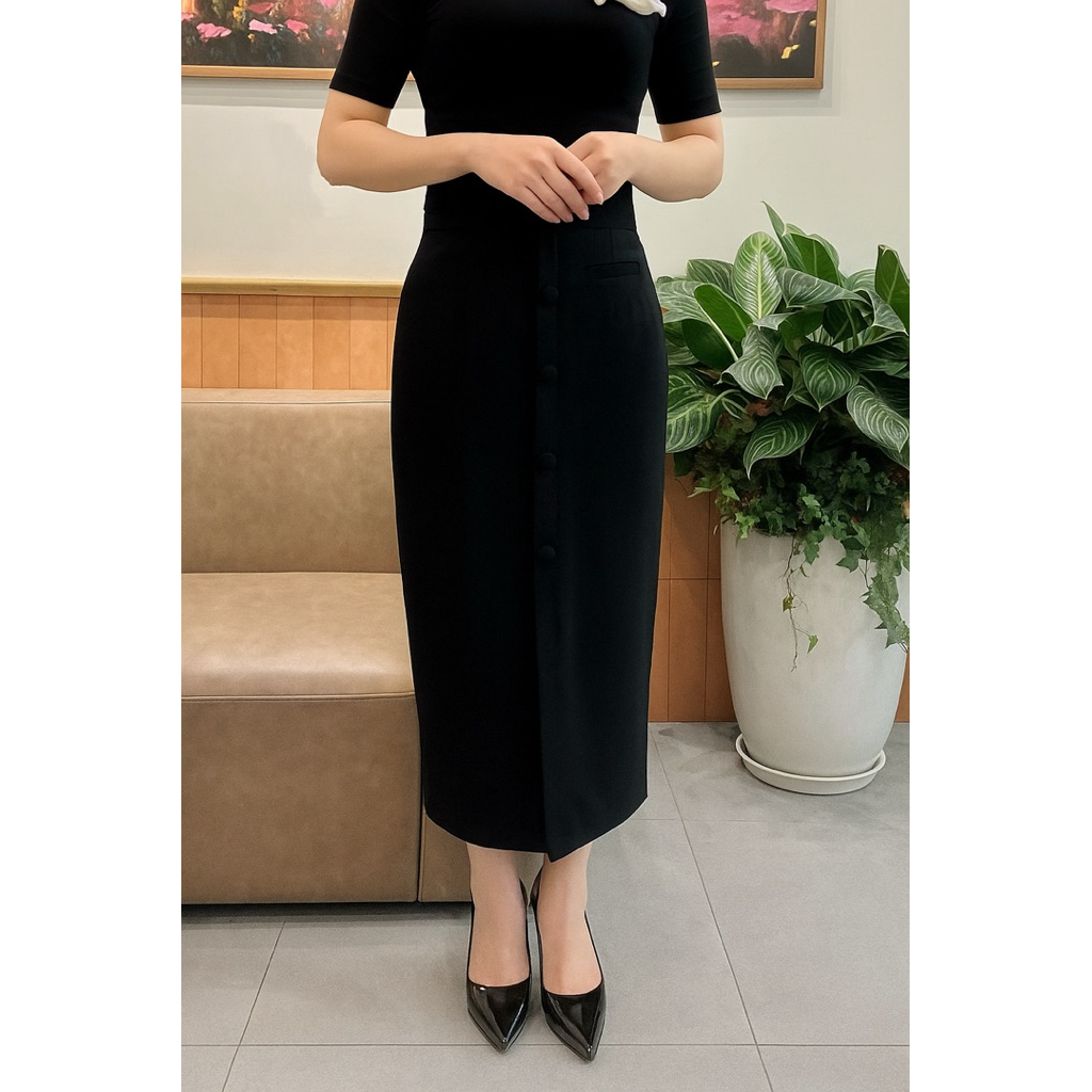 Chân Váy Bút Chì CVD01, Dáng Dài, Cạp Cao Tôn Dáng, Xẻ Trước Che Bụng, Chất Đẹp Dày Dặn.