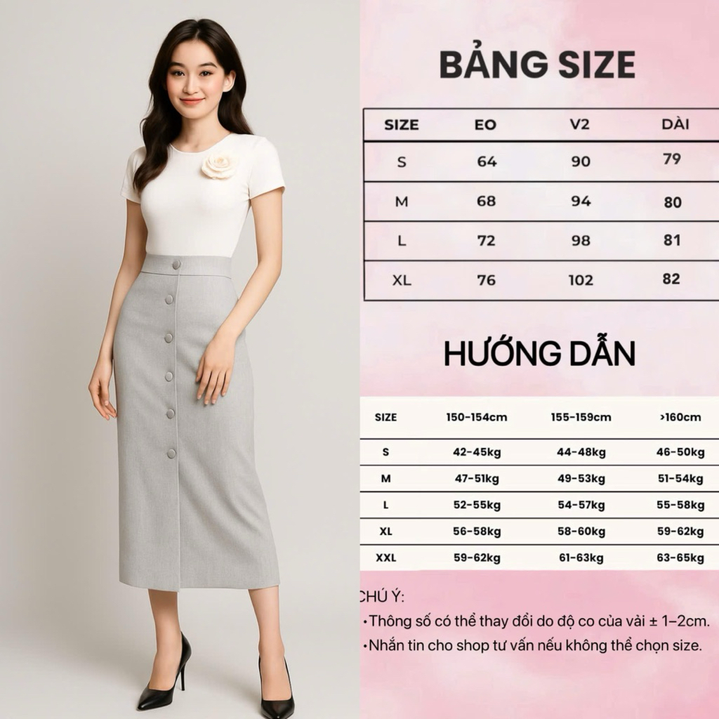 Chân Váy Bút Chì CVD01, Dáng Dài, Cạp Cao Tôn Dáng, Xẻ Trước Che Bụng, Chất Đẹp Dày Dặn.