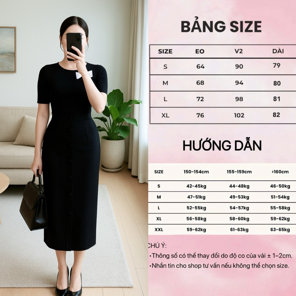 Chân Váy Bút Chì CVD01, Dáng Dài, Cạp Cao Tôn Dáng, Xẻ Trước Che Bụng, Chất Đẹp Dày Dặn.