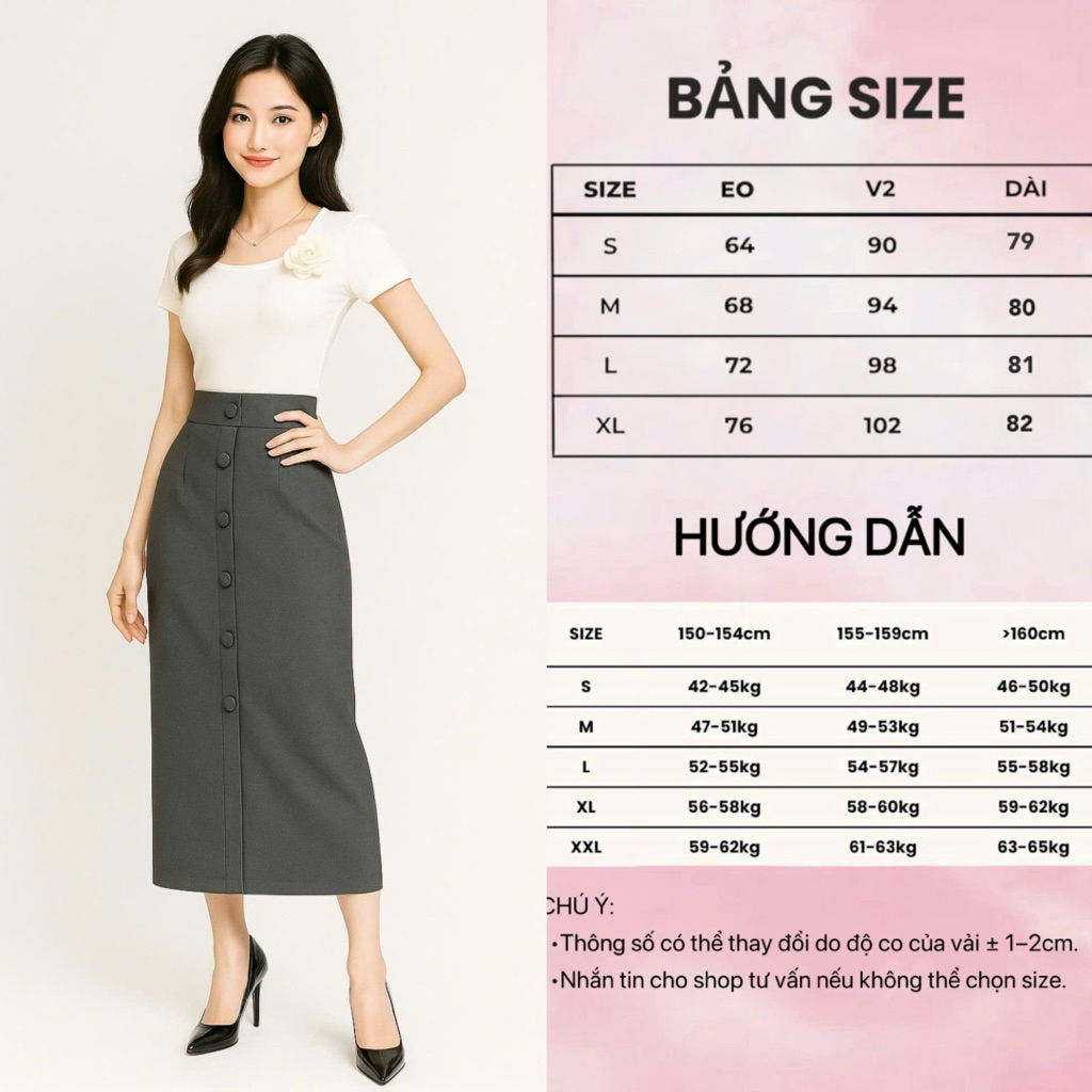 Chân Váy Bút Chì CVD01, Dáng Dài, Cạp Cao Tôn Dáng, Xẻ Trước Che Bụng, Chất Đẹp Dày Dặn.