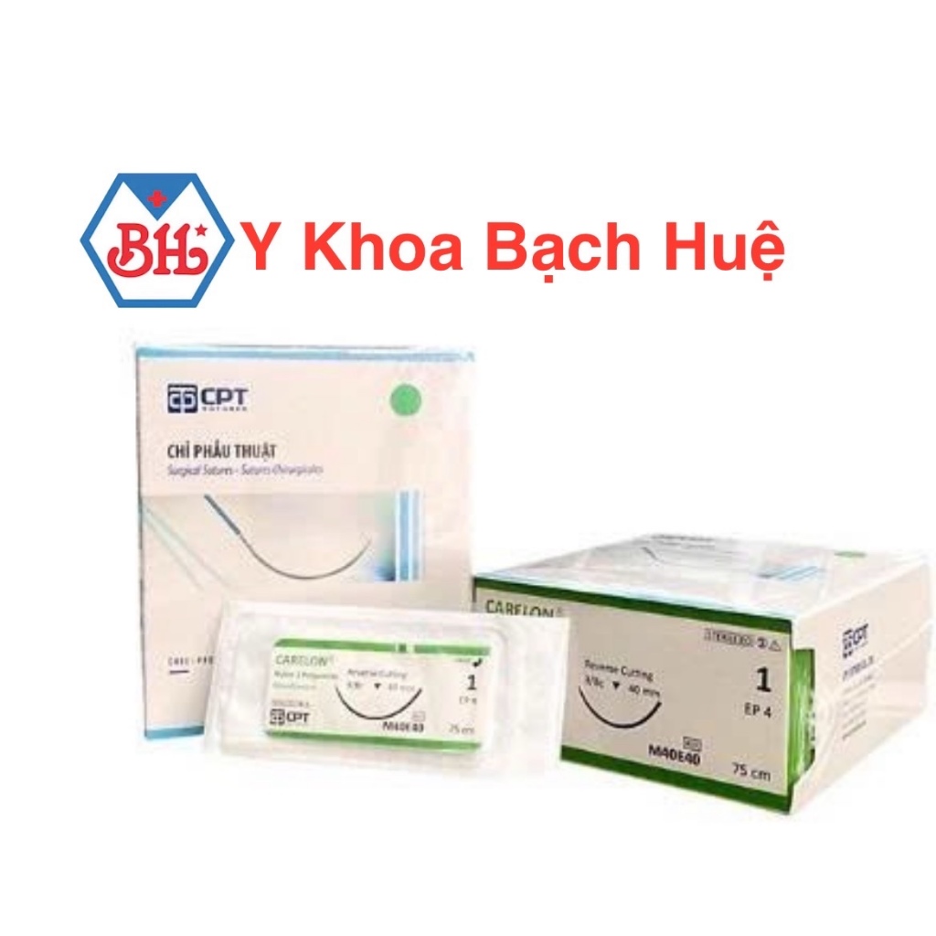Hộp 24 tép CHỈ PHẪU THUẬT CPT  NYLON số 1 kim tam giác - M40E40