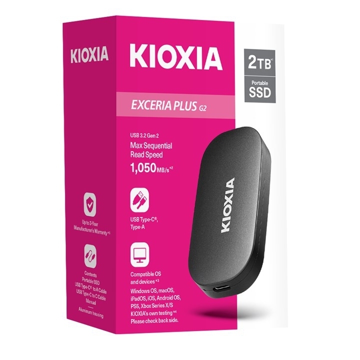 Ổ Cứng Di Động SSD KIOXIA 1TB EXCERIA PLUS G2 đọc 1050mb/s, ghi 1000mb/s - Hàng Chính Hãng