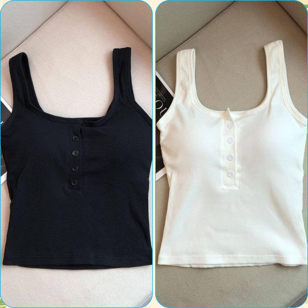 ( TOP BÁN CHẠY )Áo croptop, Áo ba lỗ nữ có mút ngực phông trơn dáng ôm co dãn phong cách mùa hè năng động cá tính ACN004