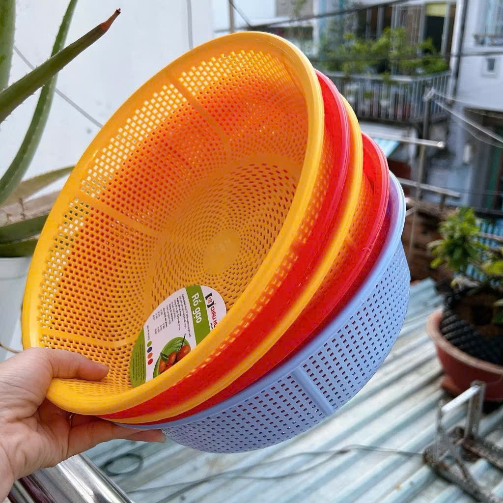 Rổ nhựa tròn Châu Hưng đủ size đựng rau thịt trái cây đa năng (màu ngẫu nhiên)
