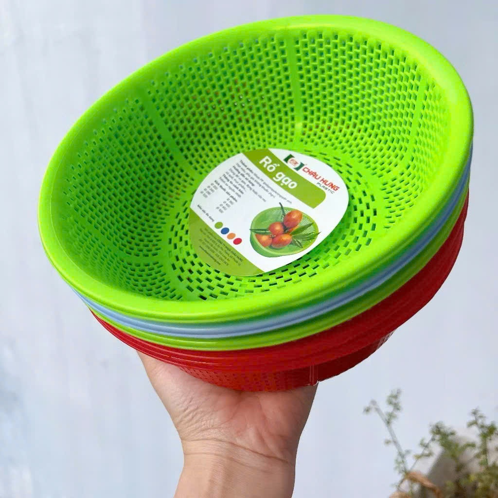 Rổ nhựa tròn Châu Hưng đủ size đựng rau thịt trái cây đa năng (màu ngẫu nhiên)