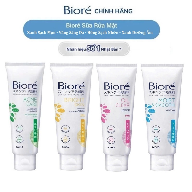 Sữa Rửa Mặt Chính Hãng Biore Sạch Sâu, Ngừa Mụn, Sáng Da, Dưỡng Ẩm ...
