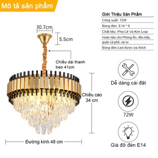 Đèn Chùm, Đèn Chùm Tân Cổ Điển 874 Sang Trọng Trang Trí Phòng Khách Tặng Kèm Bóng (Bảo Hành 3 Năm)