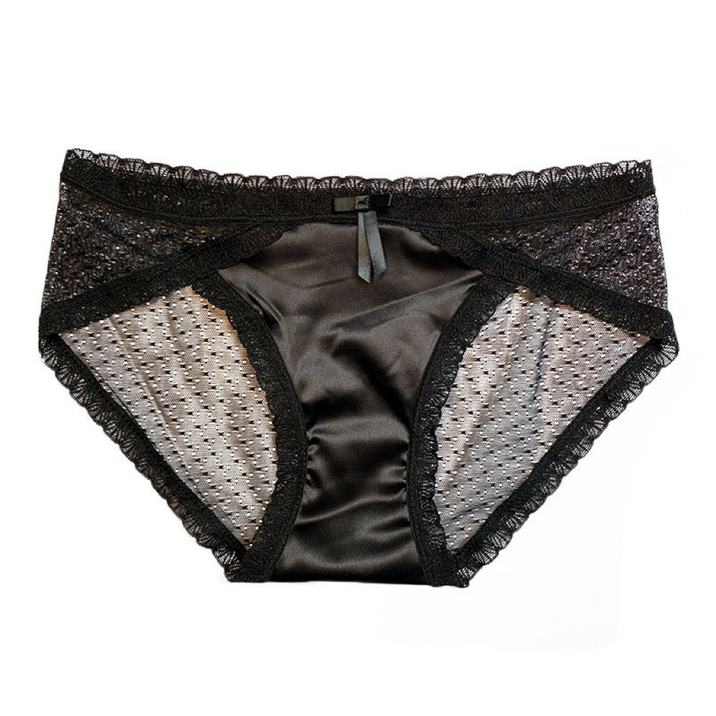 Quần lót lụa mix ren mềm mịn quyến rũ Lalaly L33, quần lót nữ sexy mỏng tôn dáng cho nàng