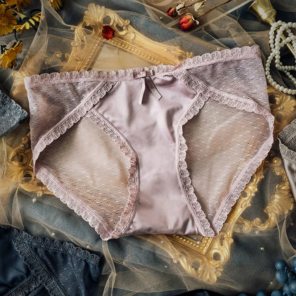 Quần lót lụa mix ren mềm mịn quyến rũ Lalaly L33, quần lót nữ sexy mỏng tôn dáng cho nàng
