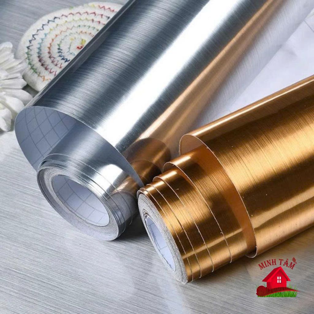 Decal nhôm xước sẵn keo bóc dán màu kim loại inox dán tủ lạnh đơn giản ...