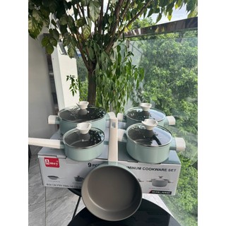 Bộ nồi sứ Cao cấp Amey 9 đáy với 5 món cao cấp chính hãng dùng được cho mọi loại bếp - Bếp Của Hà