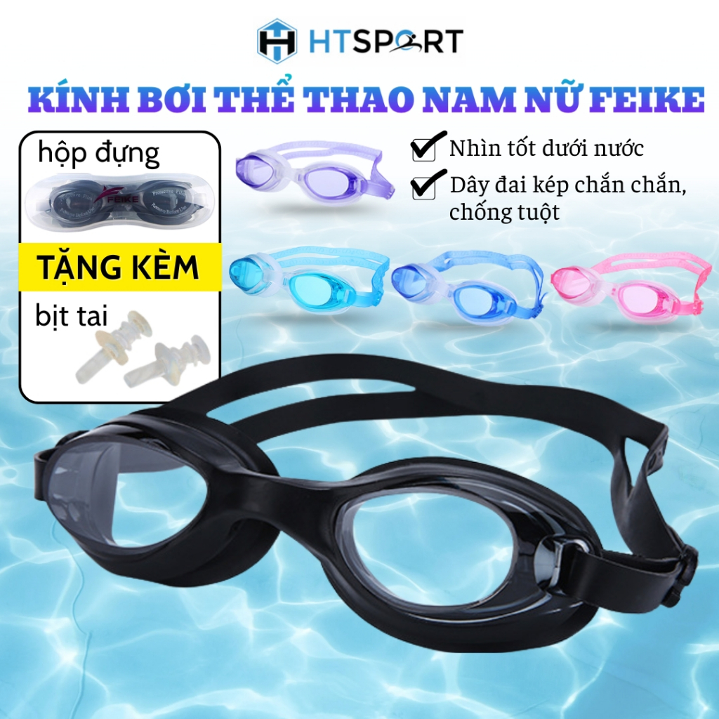 Kính Bơi Người Lớn Trẻ Em FEIKE FK1800, Mắt Kính Bơi Nam Nữ Chống Sương Mù Chính Hãng KÈM MÚT TAI