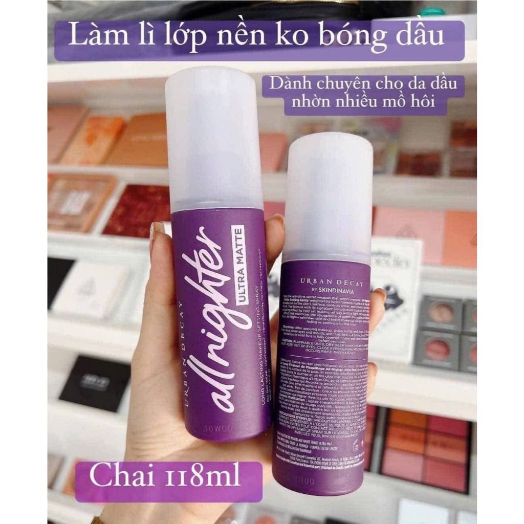 ( 118ml matte và thường) Xịt khoá makeup Urban Decay Ultra Matte xịt khóa nền trang điểm