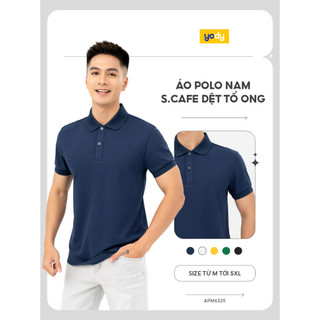 Áo polo nam s.cafe  basic YODY vải dệt hình tổ ong siêu thấm hút mát mẻ APM6325