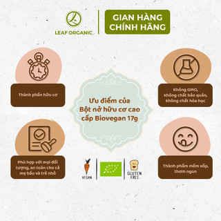 Bột nở làm bánh hữu cơ cao cấp Biovegan túi gói nhỏ 17g tiện lợi