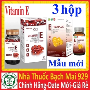 Combo 3 Hộp Vitamin E Đỏ Omega 3 (3 x Hộp 30 viên) - Thực phẩm chăm sóc sắc đẹp [sale929]