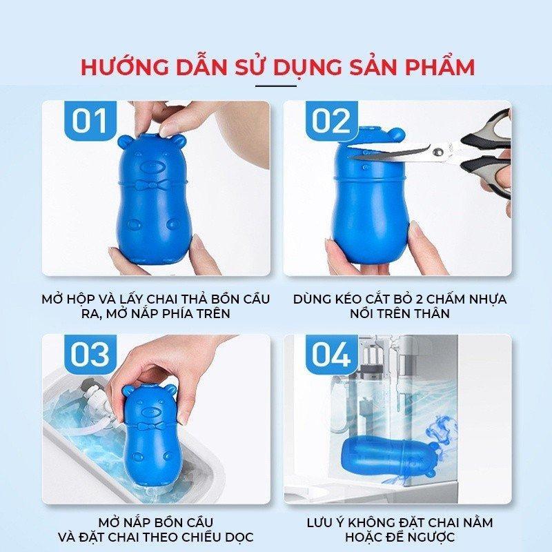 (Giao hàng tại địa phương tại Việt Nam) Lọ Thả Bồn Cầu Con Gấu Tẩy Khử Mùi Thế Hệ Mới - Viên Thả Xả Toilet Diệt Khuẩn, T