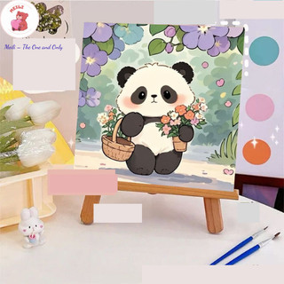 ( TẶNG SET 10 KHẨU TRANG) Tranh Số Hoá Cô Gái Mèo Hoạt Hình Tranh Tô Màu 20x20cm dễ thương đầy đủ cọ, màu, căng khung sẵ