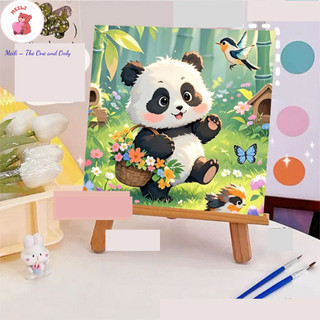 ( TẶNG SET 10 KHẨU TRANG) Tranh Số Hoá Cô Gái Mèo Hoạt Hình Tranh Tô Màu 20x20cm dễ thương đầy đủ cọ, màu, căng khung sẵ