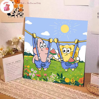 ( TẶNG SET 10 KHẨU TRANG) Tranh Số Hoá Bé Anya Nhím Hoạt Hình Tranh Tô Màu 20x20cm dễ thương đầy đủ cọ, màu, căng khung