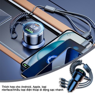 Bộ sạc ô tô SEAMETAL 230W với cáp sạc nhanh 3 trong 1 PD Type C QC3.0 USB C Bộ sạc điện thoại ô tô cho Samsung Iphone