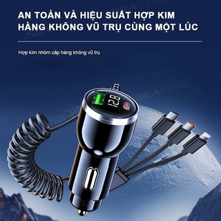 Bộ sạc ô tô SEAMETAL 230W với cáp sạc nhanh 3 trong 1 PD Type C QC3.0 USB C Bộ sạc điện thoại ô tô cho Samsung Iphone