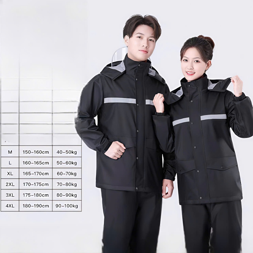 Bộ Áo Mưa Cao Cấp Có Phản Quang Vải poly Loại Vải Cực Dày Thời Trang Tiện Dụng Cho Cả Nam Và Nữ