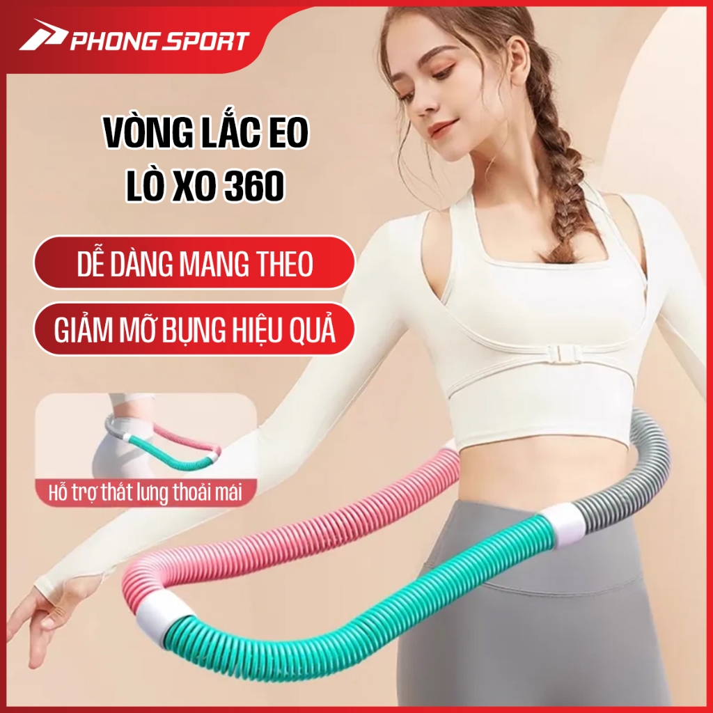 Vòng lắc eo lò xo 360 độ Phongsport bọc nhựa mềm giảm mỡ, eo thon