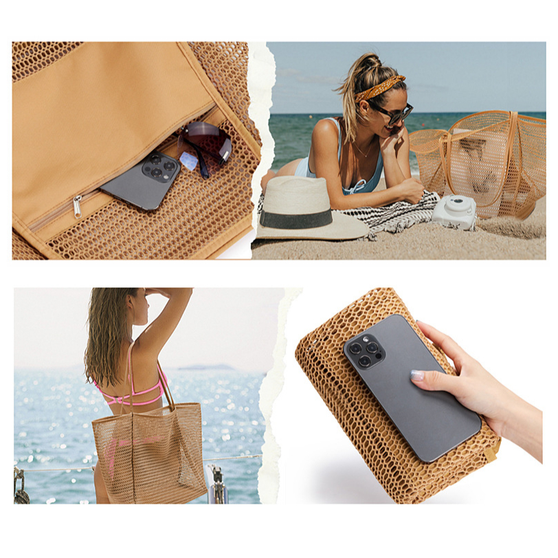 Túi Đi Biển Lưới Màu Nâu Đựng Đồ Du Lịch – Phụ Kiện Thời Trang Hè Năng Động Cho Nàng M14