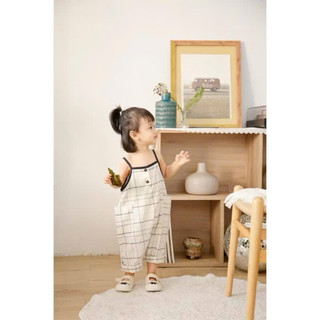 Jumpsuit Caro Trắng Đen Bé Gái