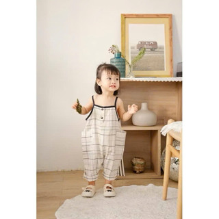 Jumpsuit Caro Trắng Đen Bé Gái