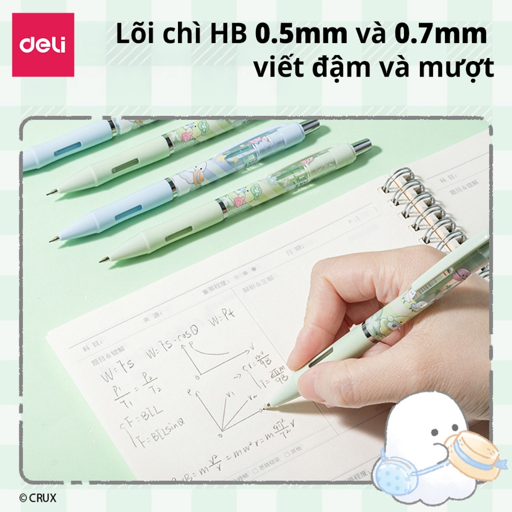 Bút Chì Kim Bấm Deli Ngòi 0.5mm-0.7mm - Bút Chì Bấm Học Sinh HB Thiết Kế Dễ Thương Chì Đậm Rõ Nét Cao Cấp